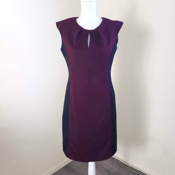 New York & Company Dresses & Skirts - New York & Company Stretch Cap Sleeve Ponte Sheath Dress Burgundy Size Medium